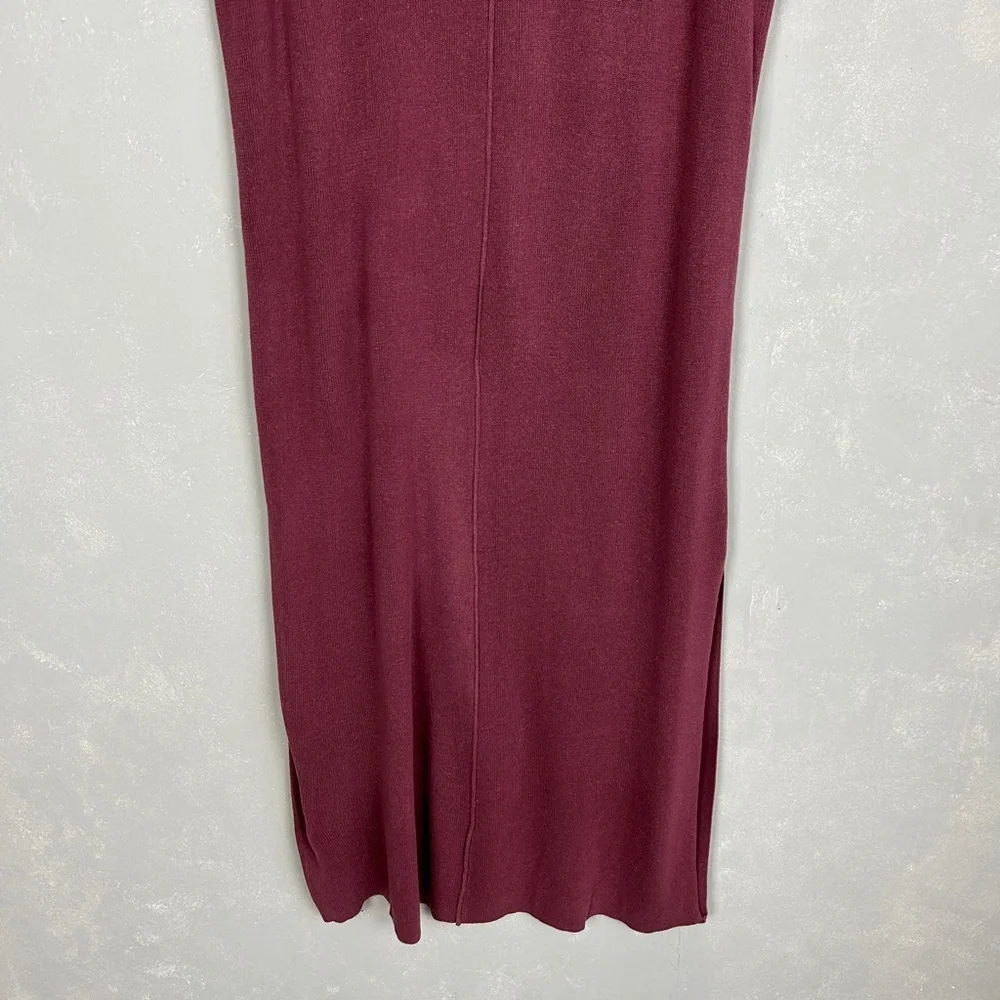 Free People beach size L sleeveless ribbed maxi dress pink side slit crewneck - Picture 3 of 10